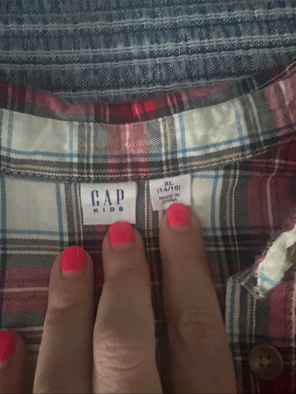 GAP Red and White Plaid Long-Sleeve Girls Dress